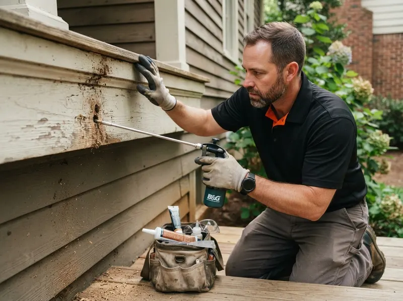 Carpenter Bee Wood Preservation and Gallery Void Sealing in Atlanta, GA